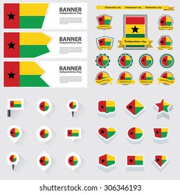 guinea bissau independence day, infographic, and label Set.