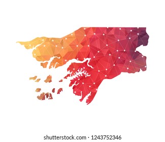Guinea Bissau Map - Abstract geometric rumpled triangular low poly style gradient graphic on white background , line dots polygonal design for your . Vector illustration eps 10.
