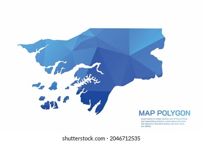 Guinea Bissau Map Abstract geometric rumpled triangular low poly style gradient graphic on white background