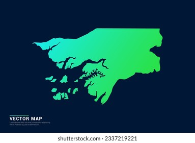Guinea-Bissau Karte des abstrakten Farbverlauf-Grün-Konzept mit Technologie Licht-Effekt-Vektorgrafik.
