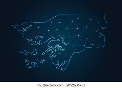 guinea Bissau map , Abstract mash line and point scales on dark background for your web site design map logo, app, ui,Travel. Vector illustration eps 10.