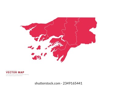 Guinea Bissau Map - abstract style red isolated on white background for infographic, design vector.