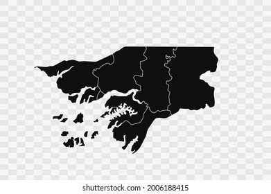 Guinea Bissau map black Color on Backgound png
