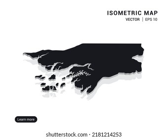 Guinea Bissau map black on white background with 3d isometric vector illustration