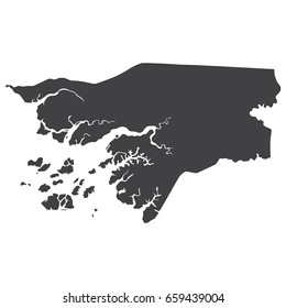 Guinea Bissau map in black on a white background. Vector illustration