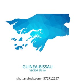 Guinea Bissau map - blue geometric rumpled triangular low poly style gradient graphic background , polygonal design for your . Vector illustration eps 10.