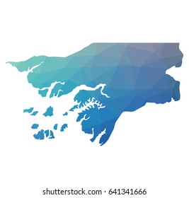 Guinea Bissau map - blue geometric rumpled triangular low poly style gradient graphic background