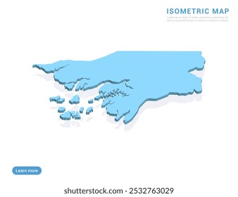 Guinea Bissau map blue on white background with isometric vector.