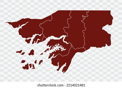 Guinea Bissau Map burnt brown Color on White Background quality files Color (701205) png
