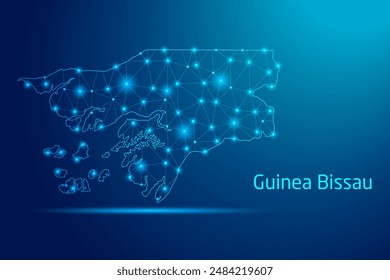 Mapa de Guinea Bissau - concepto de tecnología de la comunicación, gráfico de bajo poli.