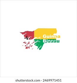 Guinea Bissau map and flag colors design on white background
