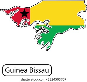 Guinea Bissau map with flag inside. Vector illustration isolated on white background.