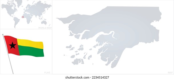 Guinea Bissau  map and flag. vector 