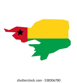 Guinea - Bissau map and flag in white background