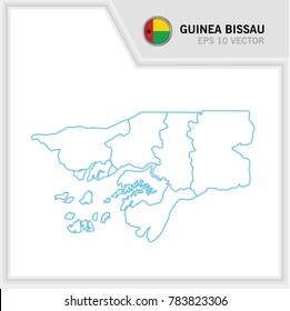 Guinea Bissau map and flag in white background