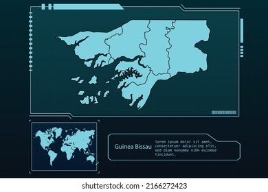 Guinea Bissau Map Futuristic  infographic Map element collection background