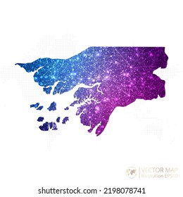 Guinea Bissau map in geometric wireframe blue with purple polygonal style gradient graphic on white background. Vector Illustration Eps10.