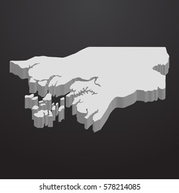 Guinea Bissau map in gray on a black background 3d