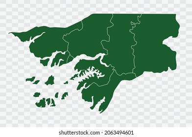 Guinea Bissau Map Green Color on Png Backgound