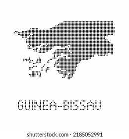 Mapa de Guinea-Bissau con textura grunge en estilo de punto. Ilustración vector abstracta de un mapa de país con efecto de medio tono para infografía. 