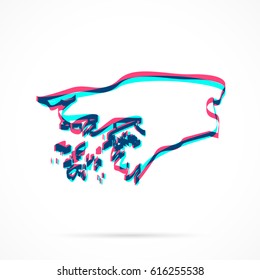Guinea Bissau Map hand drawn with blue and pink highlighters, isolated on a blank background.
Vector illustration, easy to edit, manipulate, resize or colorize.