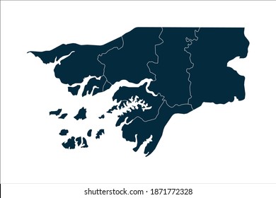 guinea Bissau map High Detailed on white background.