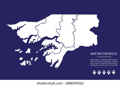 Guinea Bissau map High Detailed on  blue background.