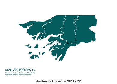 Mapa de Guinea Bissau Alto detallado sobre el fondo blanco. Resumen de la ilustración vectorial de diseño eps 10