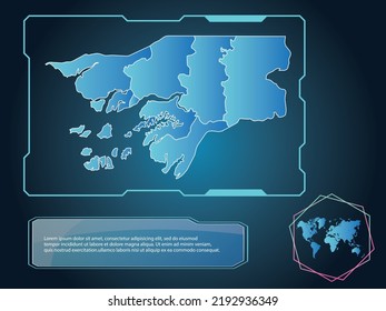 Guinea Bissau Map infographic technology blue Color element collection background