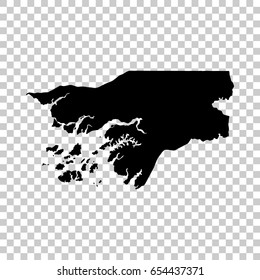 Guinea Bissau map isolated on transparent background. Black map for your design. Vector illustration, easy to edit.