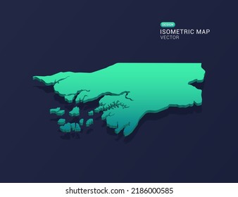 Guinea Bissau map of isometric green gradient vector illustration.