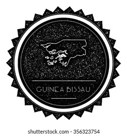 Guinea Bissau Map Label with Retro Vintage Styled Design. Hipster grungy insignia vector illustration