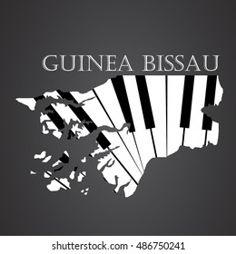 guinea bissau map logo made from piano