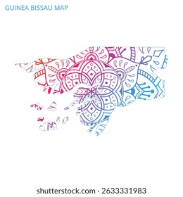 Guinea Bissau Map Mandala with Colorful Details Textured Vector Design Template on White Background.