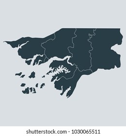 Guinea Bissau map on gray background vector, Guinea Bissau Map Outline Shape Gray on White Vector Illustration,
High detailed Gray illustration map Guinea Bissau.