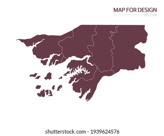 Guinea Bissau map on white background vector illustration.