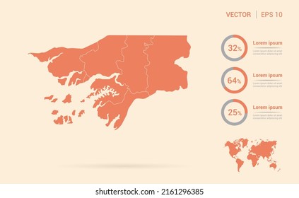 Guinea Bissau map orange abstract infographic vector.