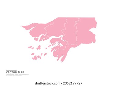 Mapa de Guinea Bissau - Estilo abstracto rosado aislado en fondo blanco para infografía, vector de diseño.