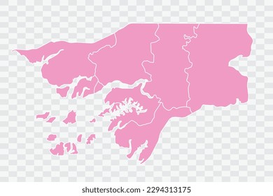 Guinea Bissau Map pink Color Background quality files png