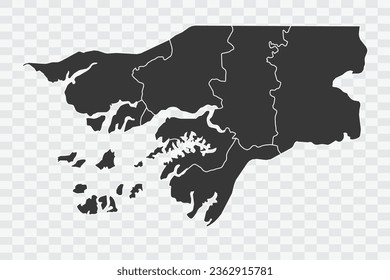 Guinea Bissau Map Shadow Color on White Background quality files Png