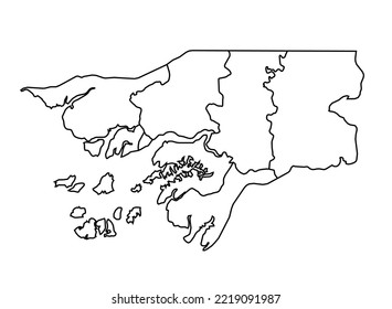 Guinea Bissau Map shadow in minimal line outline thin shape isolated vector illustration
