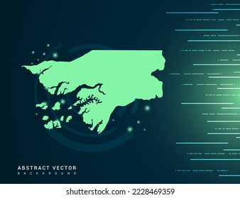 Mapa de Guinea Bissau del vector de fondo verde futurista.