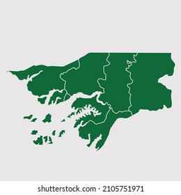 Guinea Bissau map vector, Abstract design vector illustration Eps 10. Green color palette color. High Detailed on white background.