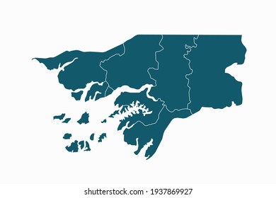 Guinea-Bissau-Karte Vektor. blaue Farbe auf weißem Hintergrund.