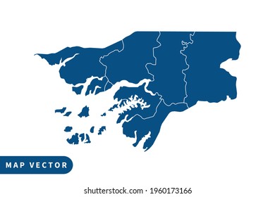 Guinea Bissau map vector, blue color . on white background. vector eps 10.