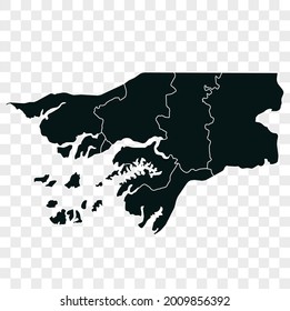 Guinea Bissau map vector. dark color. isolated on transparent background.