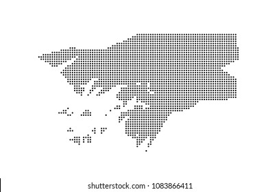 Guinea Bissau map vector. map dotted silhouette with black dots on a white background. Vector illustration eps 10.
