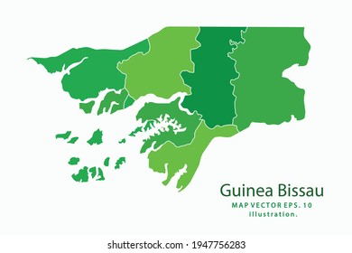 Guinea Bissau map. Vector eps10. green color. on white backgrounds.