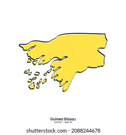 Diseño de la plantilla de ilustración de vector de mapas de Guinea Bissau. Estilo de esquema.