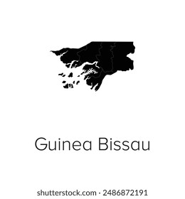 Guinea Bissau Map Vector Illustration - Silhouette, Outline, Guinea Bissau Travel and Tourism Map